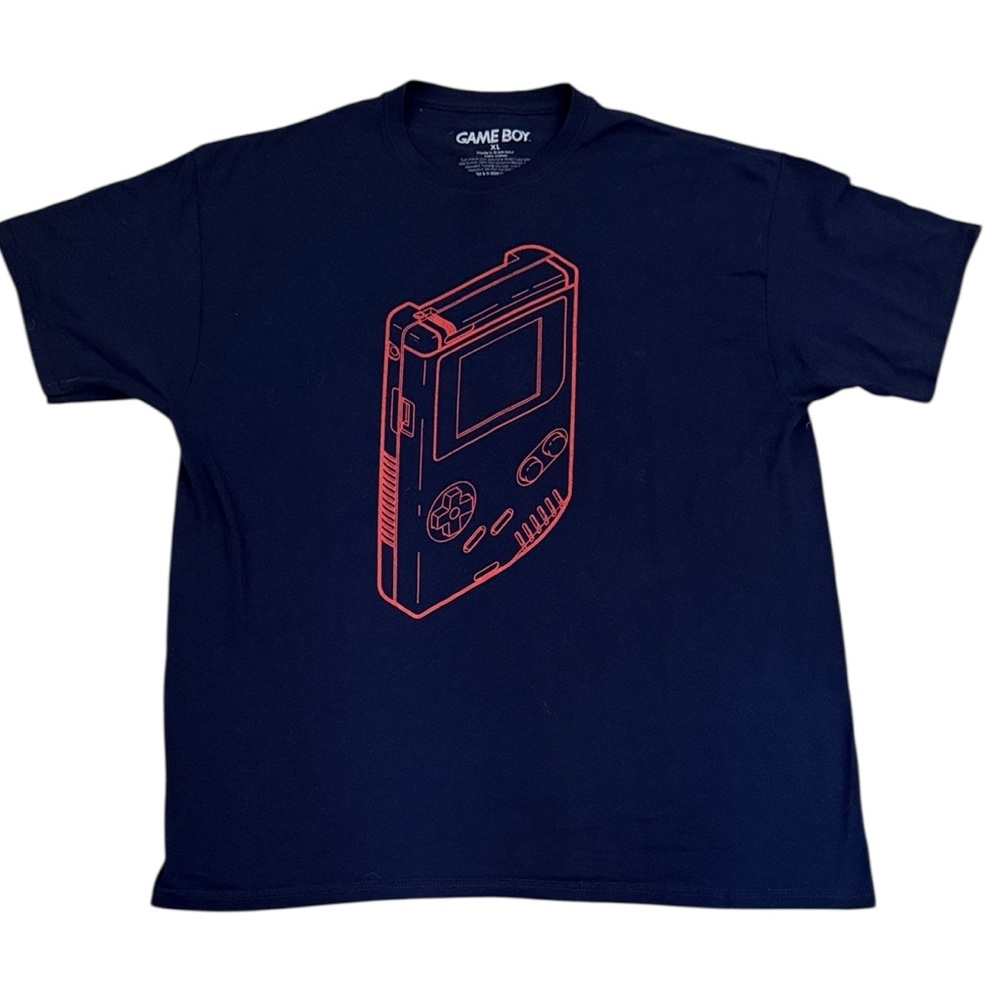 Nintendo Gameboy 90s Console Graphic T-Shirt Black/Red Short Sleeve Cotton XL